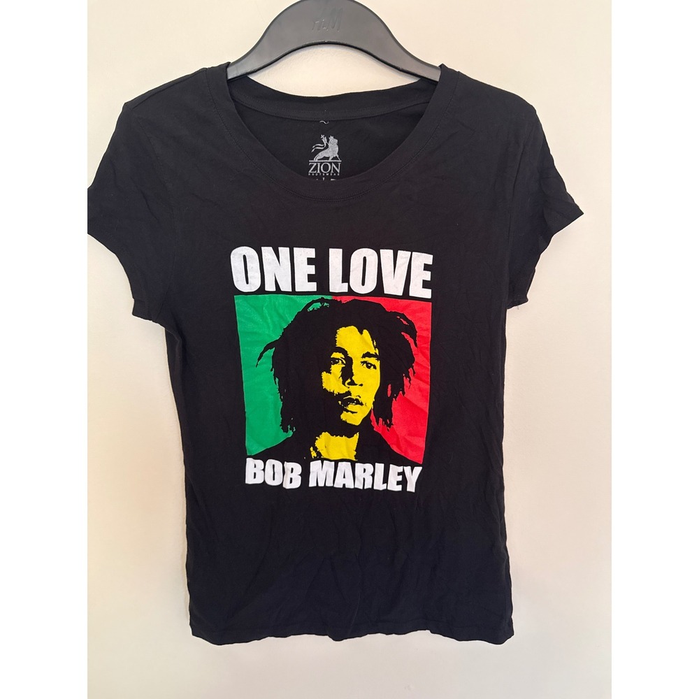 Zion Rootswear Bob Marley One Love Graphic Tee Black Junior Large L 11-13 Rasta